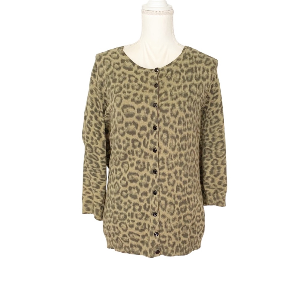 Isaac Mizrahi Live Animal Print Button Down Cardigan Size 1X